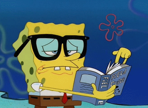 Spongebob Squarepants reads with a judgy face