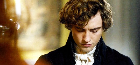 Annoying Puppy Armitage looking up through his stupid floppy bangs at Demelza.