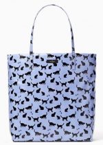 Kate Spade Daycation Bon Shopper Tote in a light purple with a black cat print