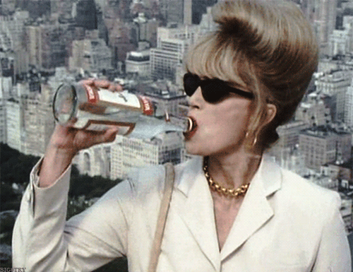 Patsy from Absolutely Fabulous drinks straight from the bottle.