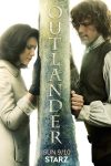 outlander season 3 with claire and jamie on either sides of a stone