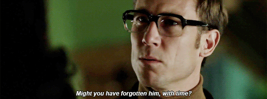 Frank, in half rim glasses and a turtleneck(!) asking Might you have forgotten him, with time?