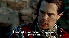 Grey, telling Jamie I am not a murderer of unarmed prisoners.