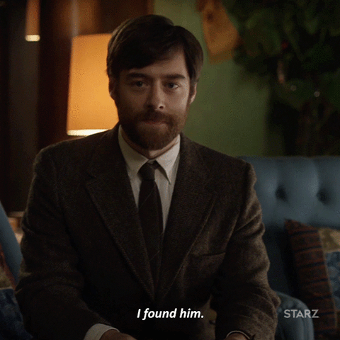 Roger sits on Claire's couch and says I found him