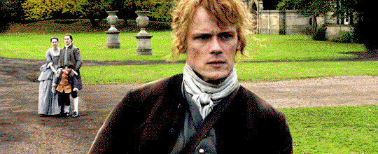 A devastated and gasping Jamie, riding away from John, Isobel, and a very angry Willie. He doesn't look back.