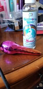 The Unihorn vibe with the Unicorn Spit donut flavored lube 