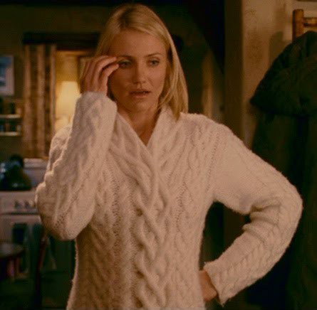 Cameron Diaz's gorgeous white cable-knit sweater