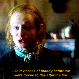 Young Ian, not helping his case, saying that he helped sell twenty whole casks of brandy! (Not helping, kid.)