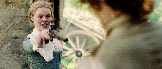 Laoghaire shoots Jamie, and then claps her hand over her mouth, because things went a lot further than she intended.