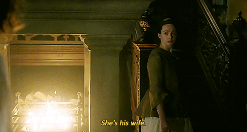 Jenny, turning and responding to Claire, She's his wife.