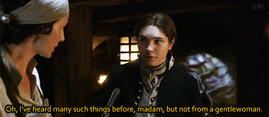 Elias is firmly on Team Claire as he says Oh, I've heard many such things before, Madam, but not from a gentlewoman.