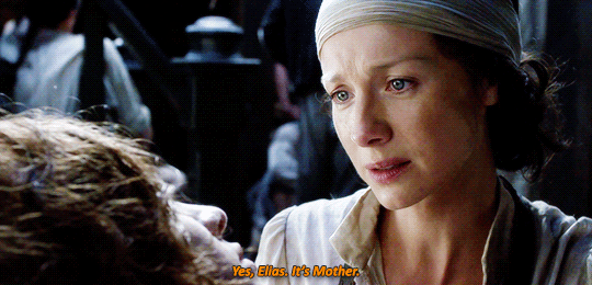 Claire, her heart in her eyes, telling him that, yes, his mother is there.