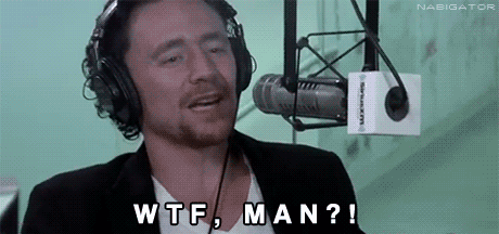 Tom HIddleston says WTF Man into a microphone