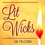 Lit Wicks written in a loopy retro font with a heartshaped match head lit along one side