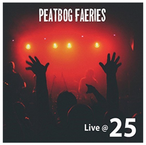 Peatbog Faeries LIve at 25 album cover - a red lit stage with hands in the air from the crowd in the foreground