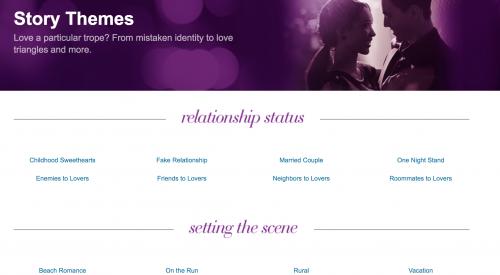Story Themes menu on Audible Romance