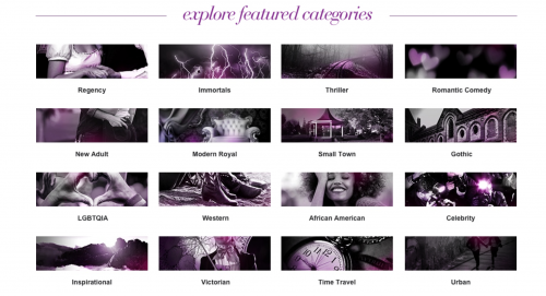 Categories menu on Audible Romance