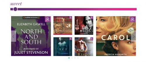 A screenshot of some books under the "sweet" steaminess score