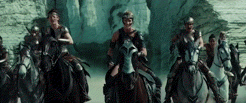 The Amazons from Wonder Woman ride into battle