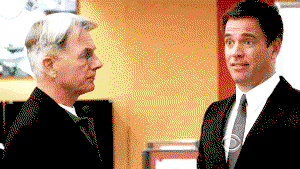 Mark Harmon as Jethro Gibbs smacking Michael Weatherly on the back of the head