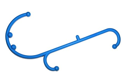 Blue looped theracane with balls on different spots of the curved plastic to press on trigger points
