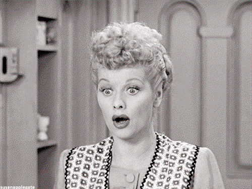 Lucy from I Love Lucy gasps
