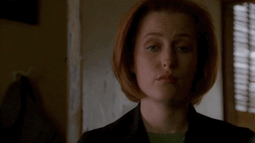 Dana Scully facepalming with that perfect lip purse thing she does 