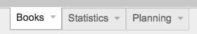 Screen shot of tabs of spreadsheet - books, statistics, planning