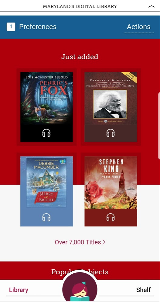 Main screen of my Libby logged into Maryland Public librarys 