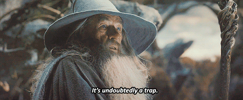 Gandalf and his big ass hat saying it is undoubtedly a trap
