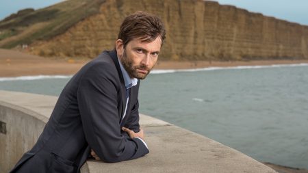 David Tennant smolders in a promo shot for Broadchurch. The original. Not the American disaster.