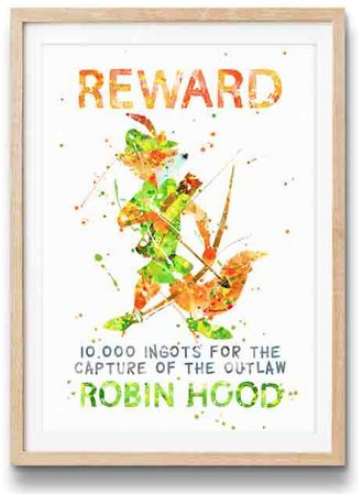 Robin Hood watercolor reward poster - if you like hot foxes 