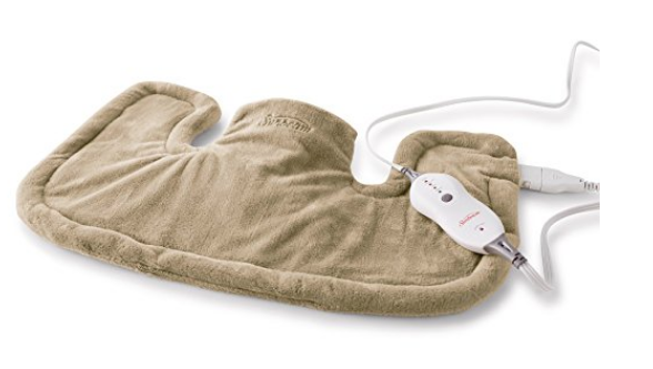 Microplush neck and shoulder heating wrap