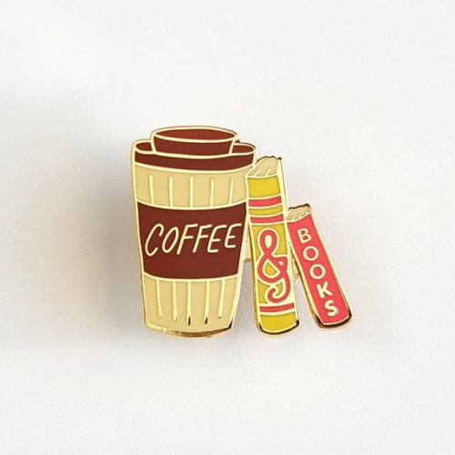 Coffee and books enamel pin
