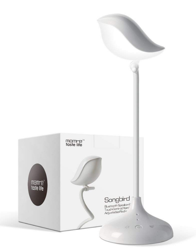 Mamre bluetooth songbird light with bluetooth speaker and three light levels - the head is shaped like a songbird