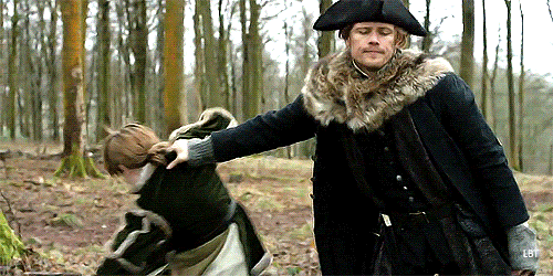 Jamie hauling Willie by the scruff of the neck to his horse.