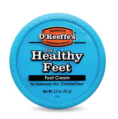 O'keeffe's Foot Cream in a blue circular container 
