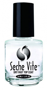 Seche Vite dry fast top coat a clear top coat in a brush bottle with a black top 