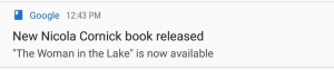 A google alert that a new Nicola Cornick book has been released - The Woman in the Lake is now available