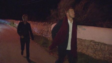 Chris Harrison follows Colton down a dark lane