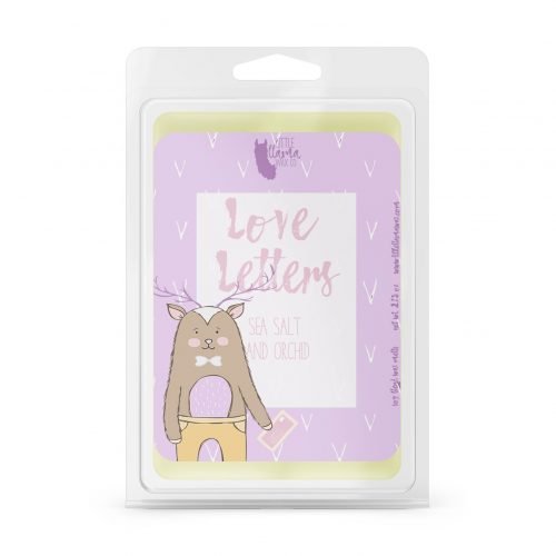 A plastic clamshell package with a pink label and a cute llama in pajamas