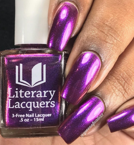 A deep purple nail color modeled by Krystal of https://queenofnails83.com/