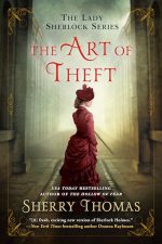 The Art of Theft Cover - a woman in a red suit, with a hat obscuring much of her face facing three quarters turn away from the reader, standing in the middle of an alley with yellow-grey light behind her