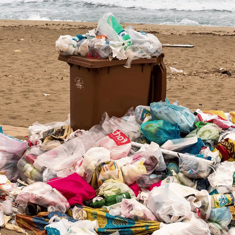 A close up of a pile of garbage