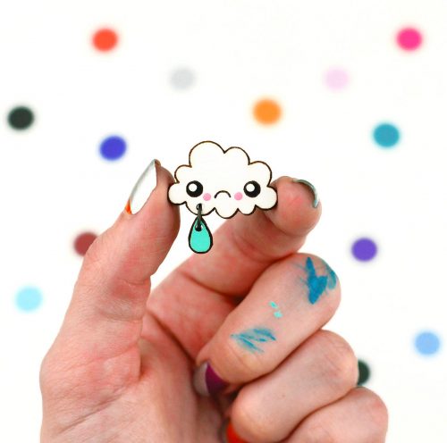 Rain Cloud wooden pin