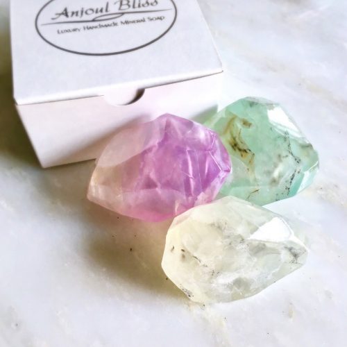 A trio of soaps designed to look like gemstones.