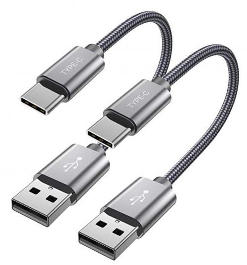 A pair of silver six inch USB Type C Chargers