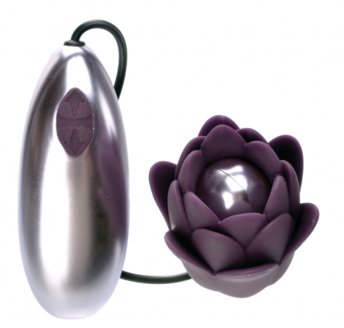 A purple bullet vibrator in the shape of a flower