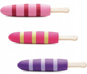 3 vibrators that look like striped popsicles