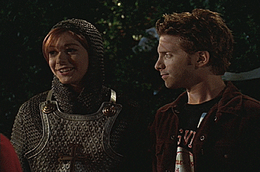 Willow in a knight costume with Seth Green on Halloween